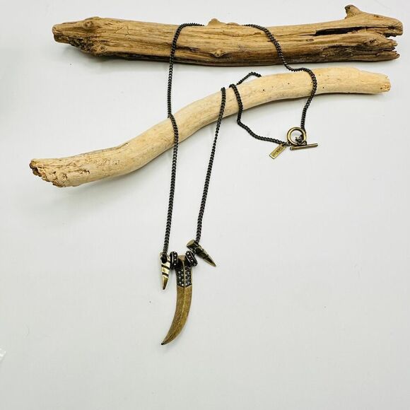 Giles & Brother x JM Brass Horn Toggle Necklace Rare - Picture 2 of 7